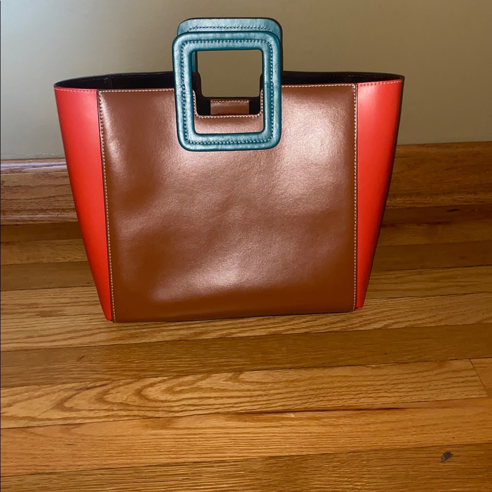 STAUD Black Tote with Blue Handle